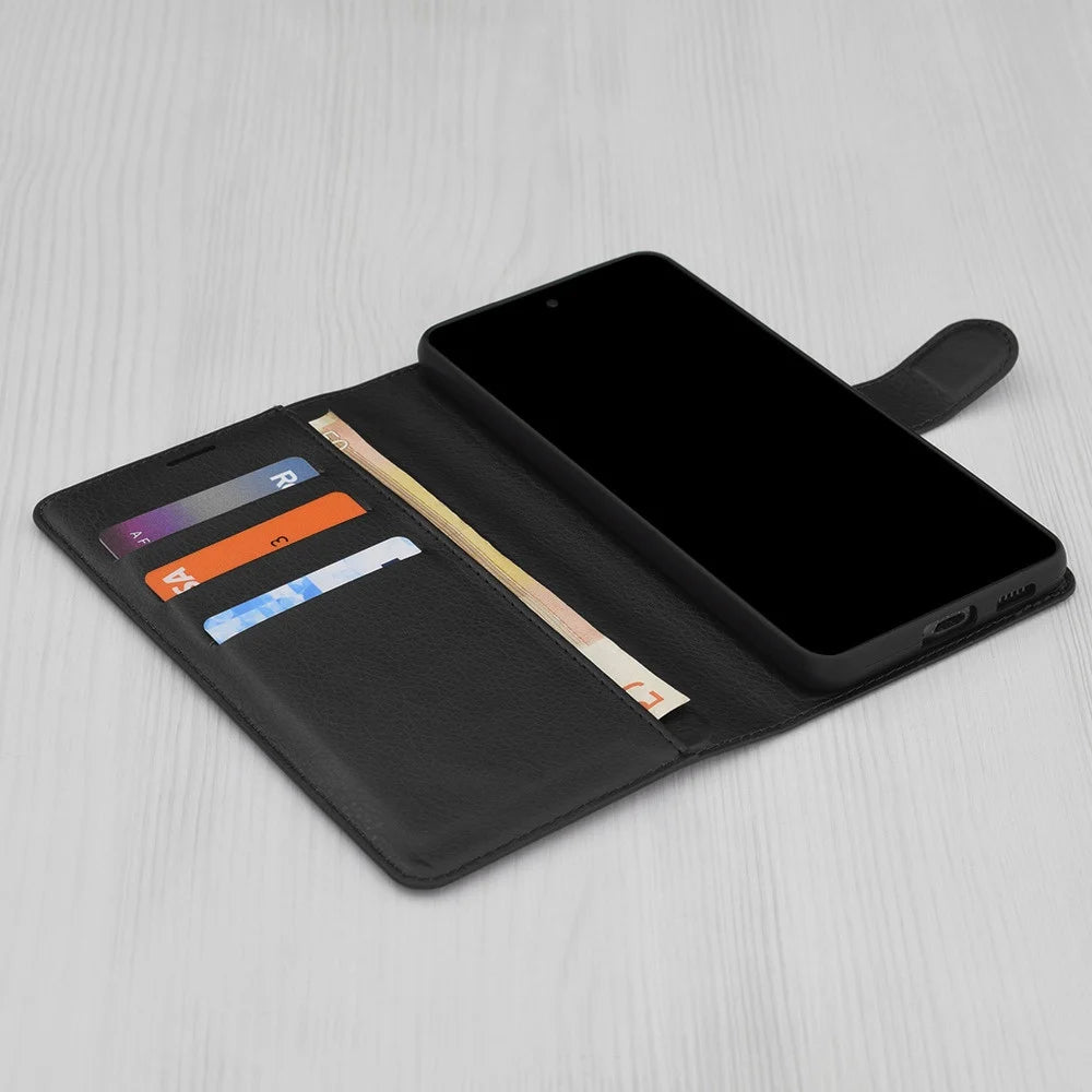 Custodia per Motorola Moto G85, Techsuit, Leather Folio, Nera