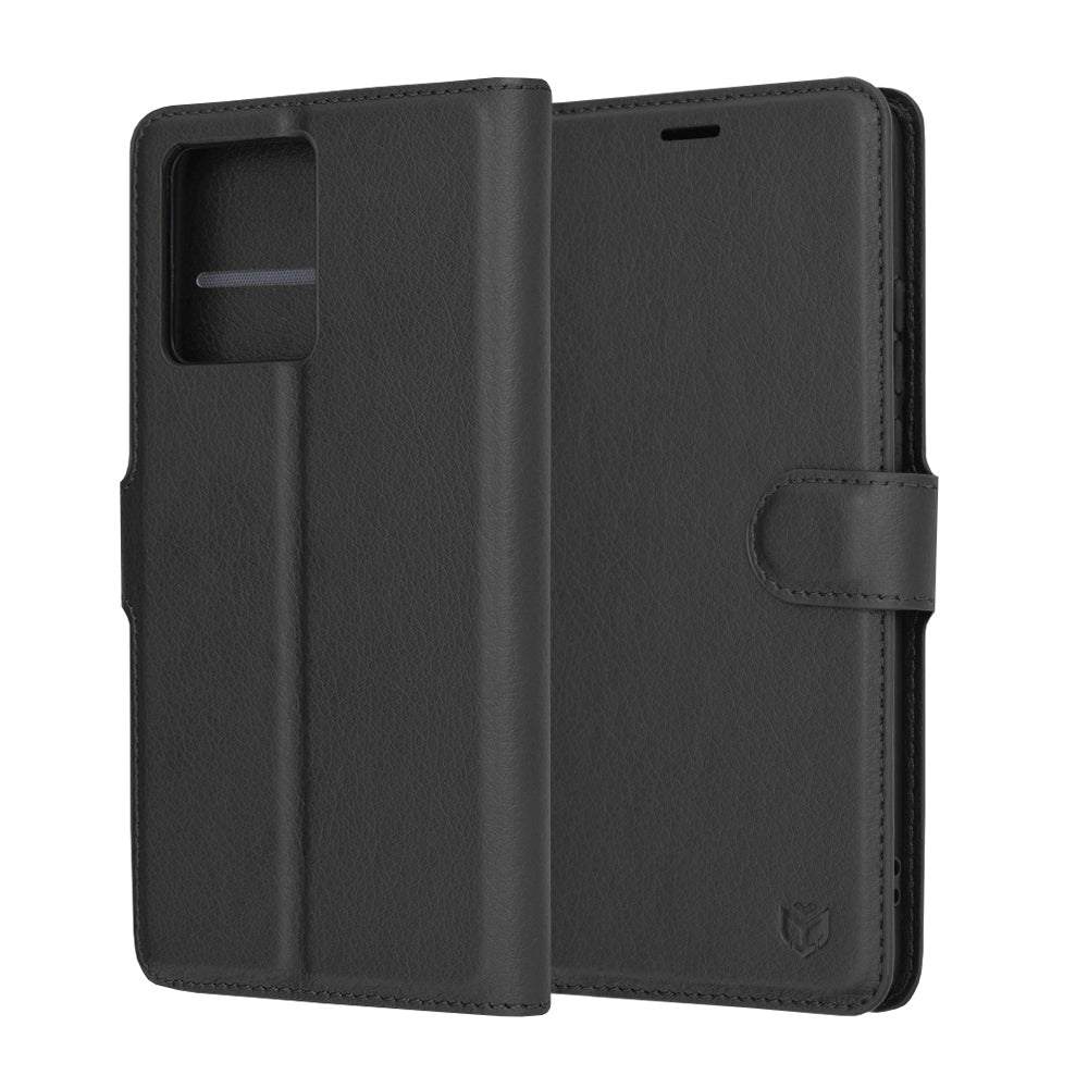 Coque pour Motorola Moto G86, Techsuit, Leather Folio, Noire