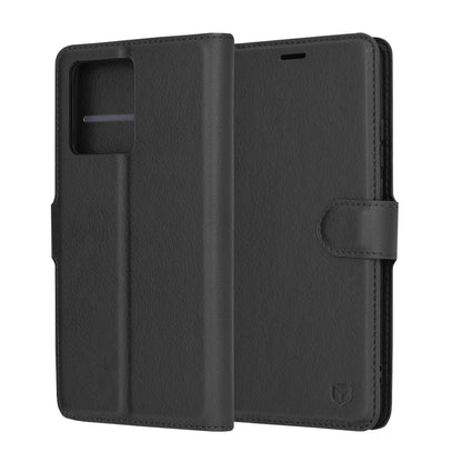 Coque pour Motorola Moto G86, Techsuit, Leather Folio, Noire