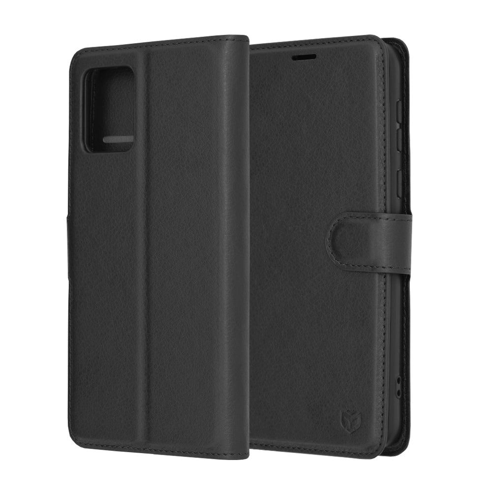 Custodia per Motorola Moto E13, Techsuit, Leather Folio, Nera