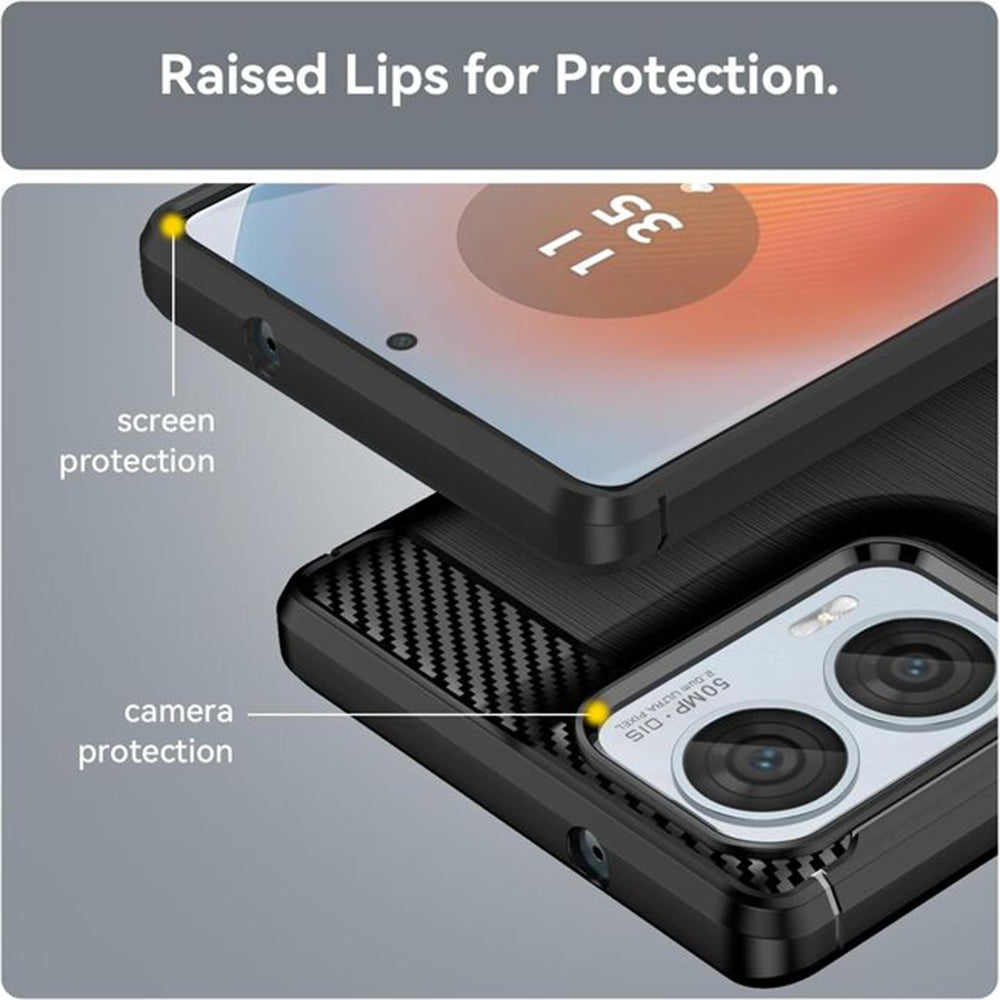 Coque pour Motorola Moto E15 / G05, Techsuit, Carbone, Noire