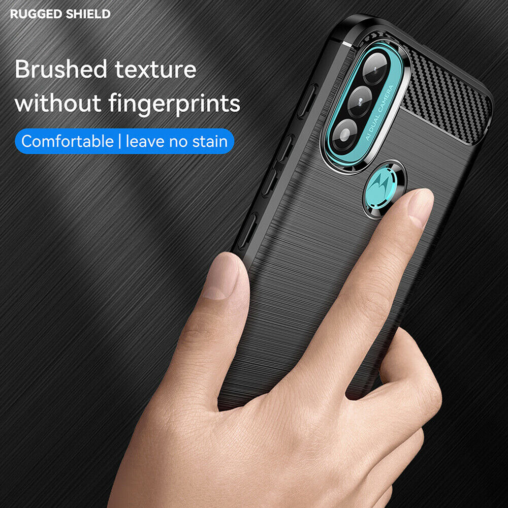 Hülle für Motorola Moto E40 / E30 / E20, Techsuit, Carbon, Schwarz