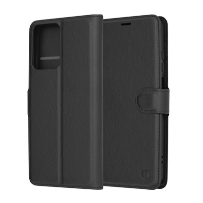 Custodia per Motorola Moto G04s / E14 / G04 / G24, Techsuit, Leather Folio, Nera