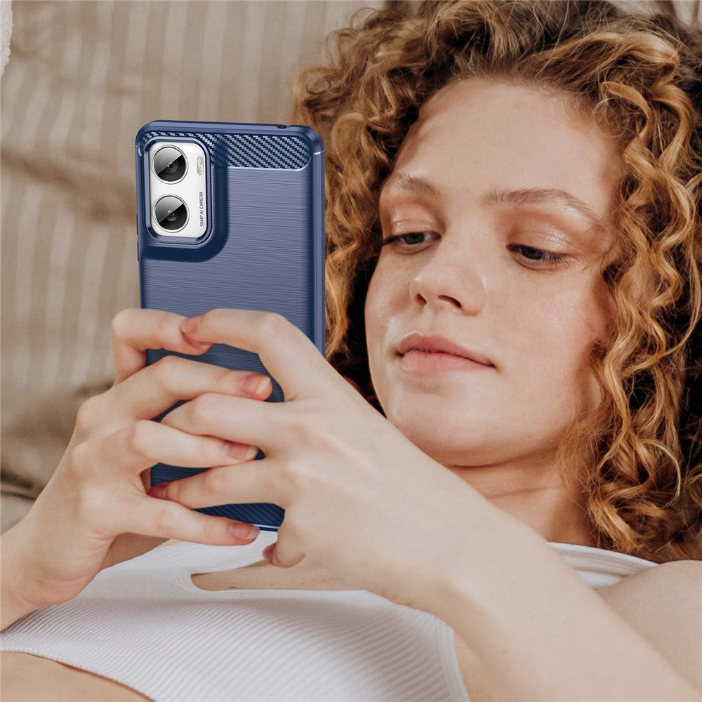 Custodia per Motorola Moto G06 Power / G06, Techsuit, Carbonio, Blu