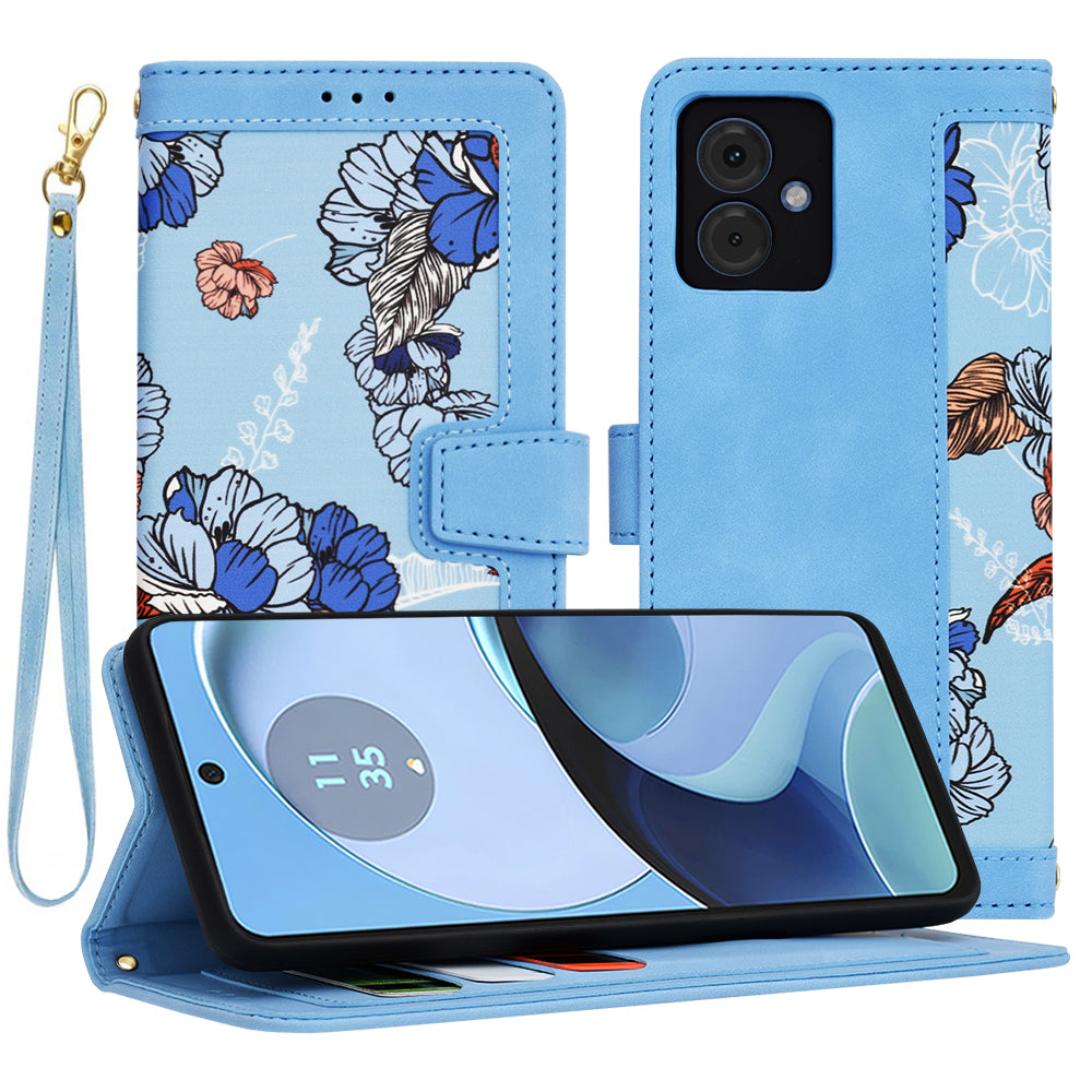 Custodia per Motorola Moto G14, Techsuit, FlipCraft, Blu