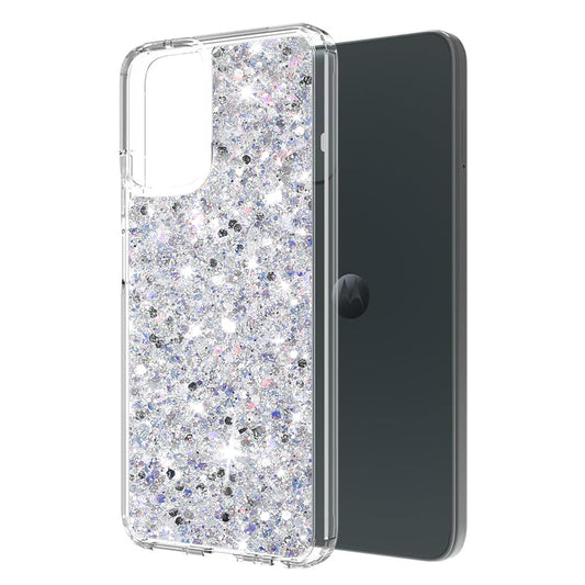 Custodia per Motorola Moto G14, Techsuit, Sparkly Glitter, Bianca