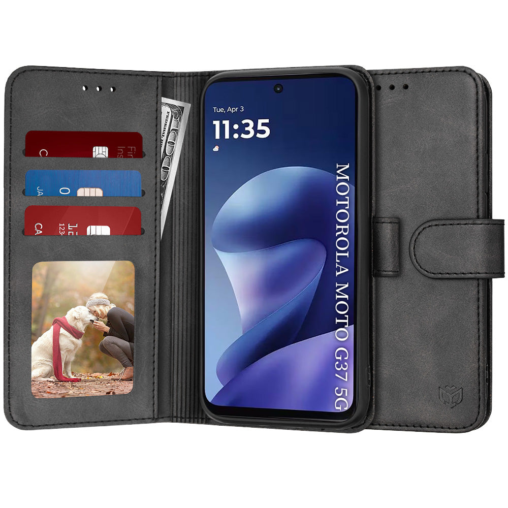 Custodia per Motorola Moto G47 / G37 Power / G37, Techsuit, Diary Book, Nera