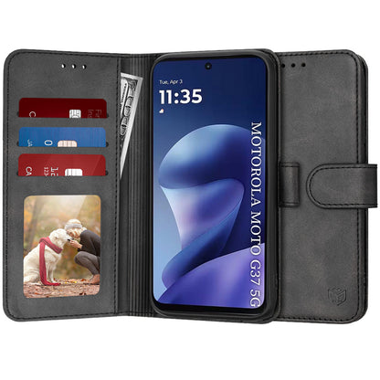 Custodia per Motorola Moto G47 / G37 Power / G37, Techsuit, Diary Book, Nera