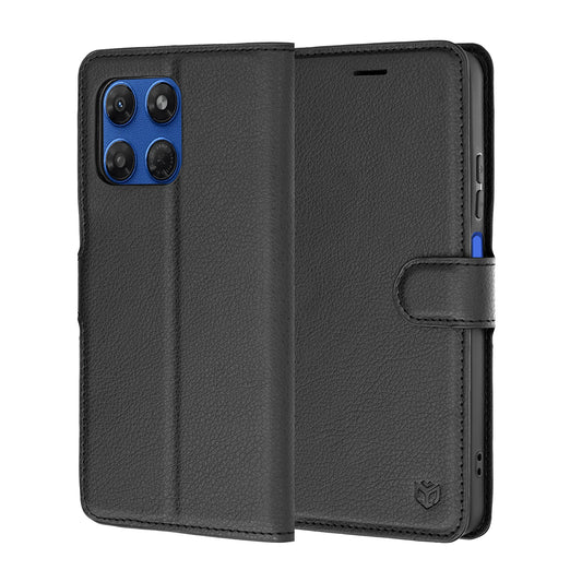 Custodia per Motorola Moto G47 / G37 Power / G37, Techsuit, Leather Folio, Nera