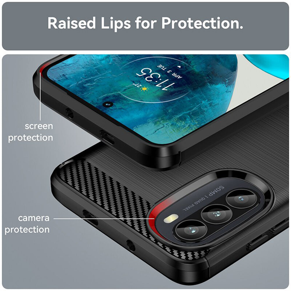 Custodia per Motorola Moto G52 / G82, Techsuit, Carbonio, Nera