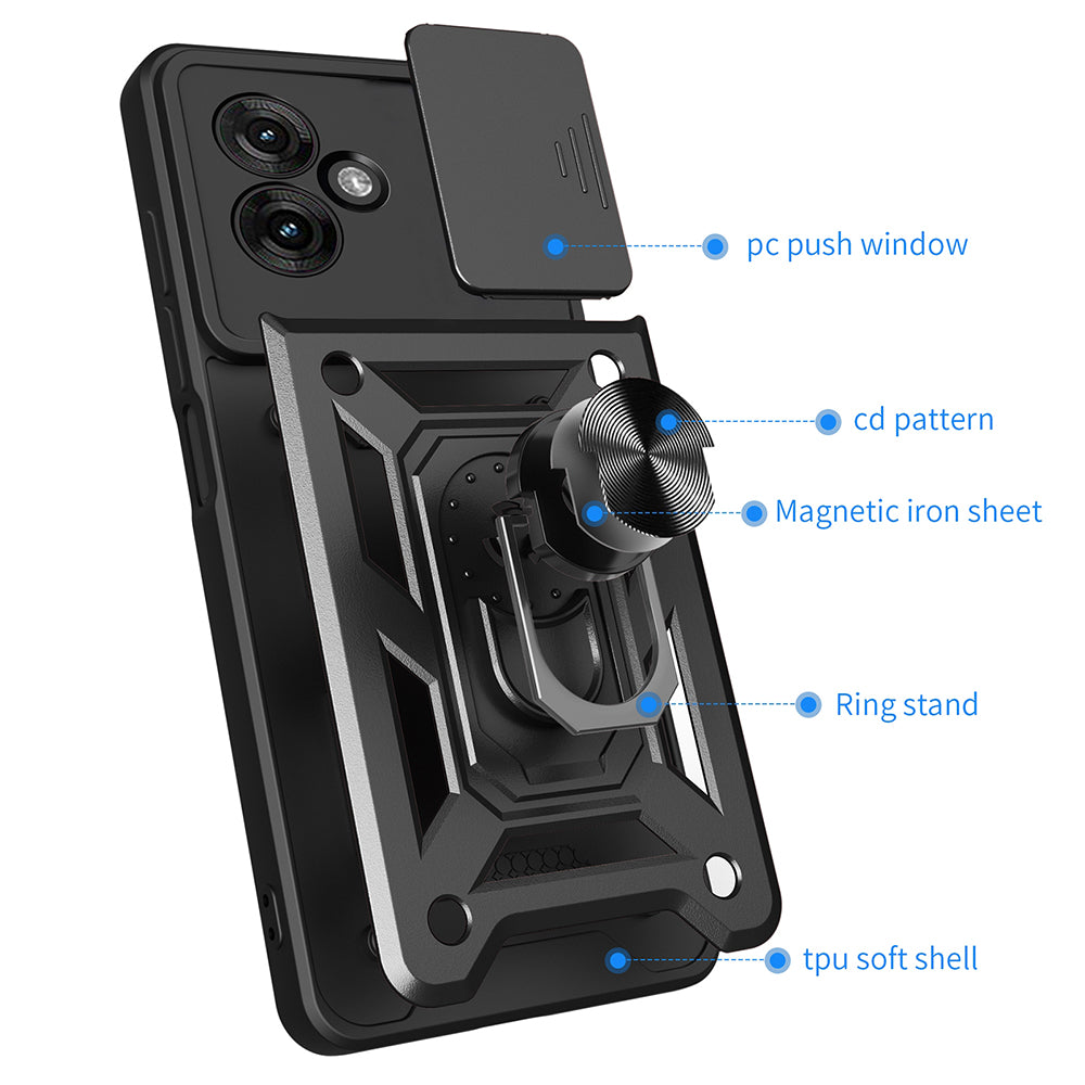 Custodia per Motorola Moto G55, Techsuit, CamShield, Nera