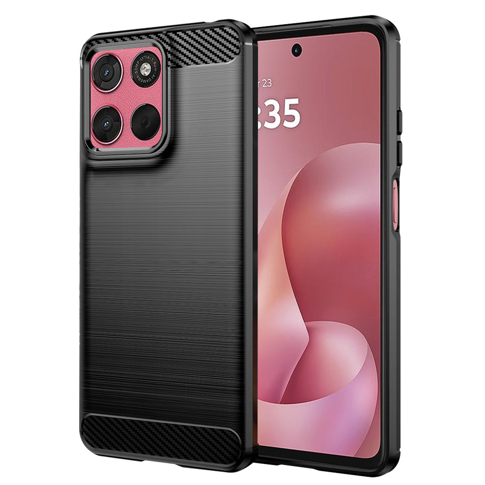 Custodia per Motorola Moto G67 Power / G57 Power, Techsuit, Carbonio, Nera