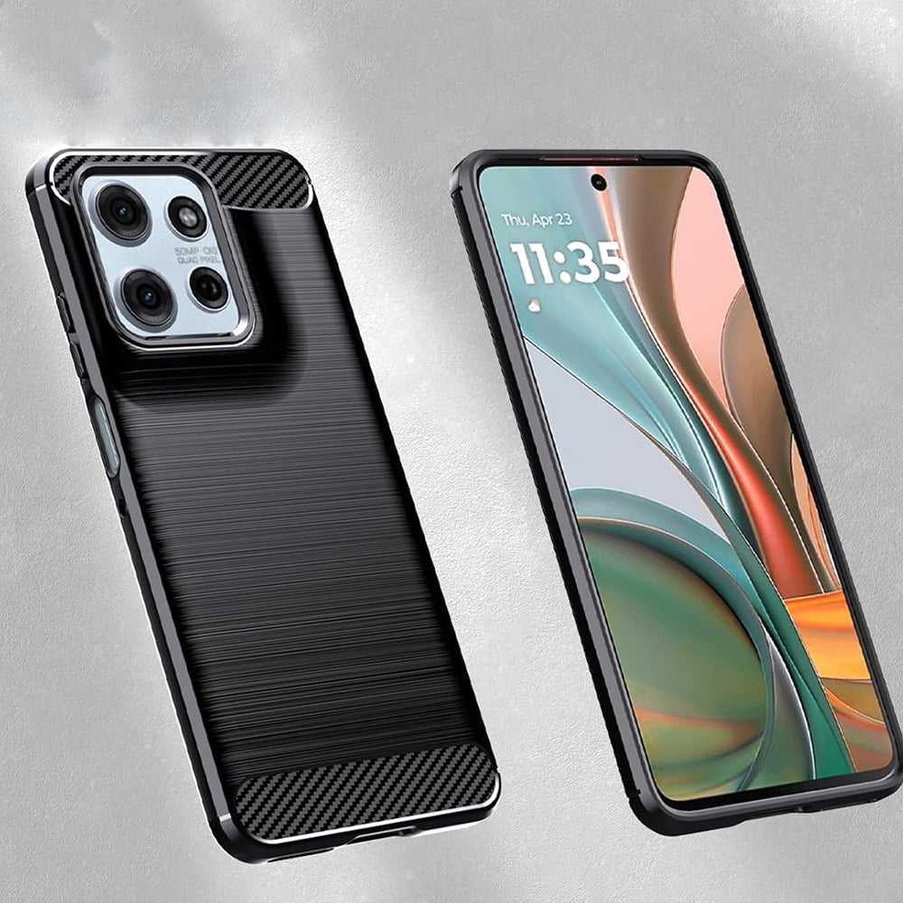 Custodia per Motorola Moto G67 Power / G57 Power, Techsuit, Carbonio, Nera