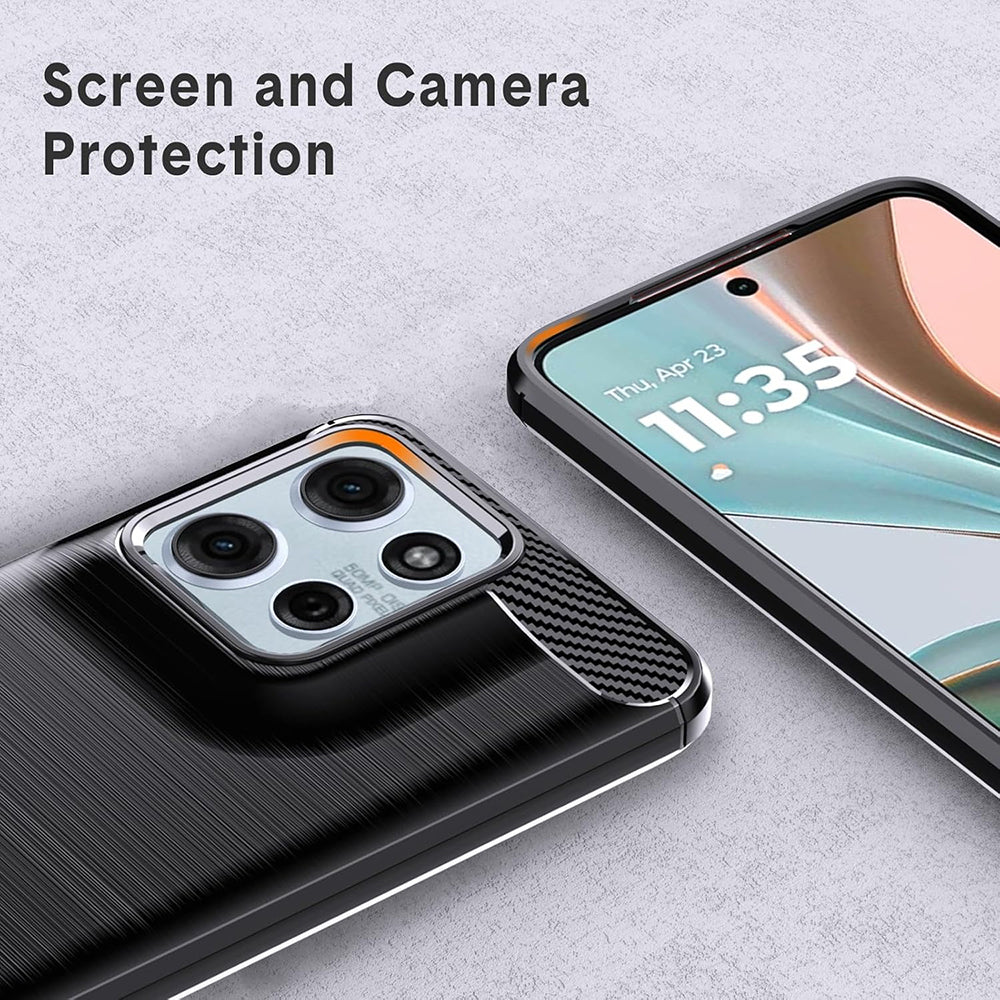 Custodia per Motorola Moto G67 Power / G57 Power, Techsuit, Carbonio, Nera