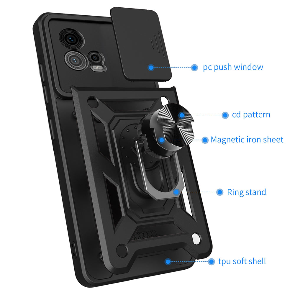 Custodia per Motorola Moto G72, Techsuit, CamShield, Nera
