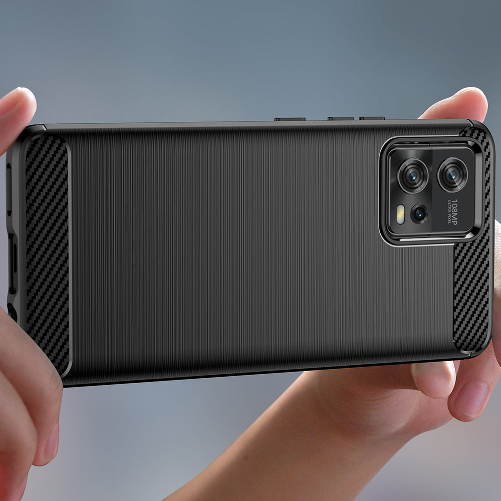 Custodia per Motorola Moto G72, Techsuit, Carbonio, Nera