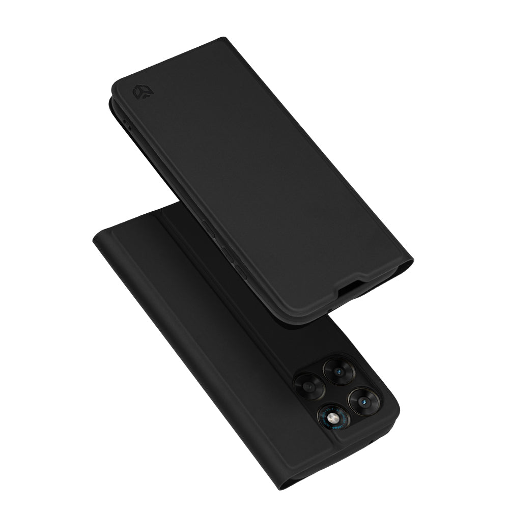 Custodia per Motorola Moto G77 / G67, Techsuit, Magskin Book, Nera