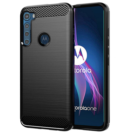 Coque pour Motorola One Fusion+, Techsuit, Carbone, Noire