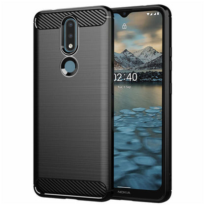 Custodia per Nokia 2.4, Techsuit, Carbonio, Nera