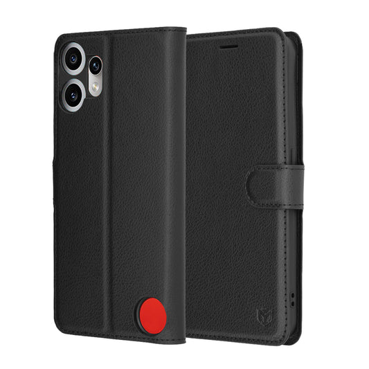 Custodia per Nothing CMF Phone 2 Pro, Techsuit, Leather Folio, Nera