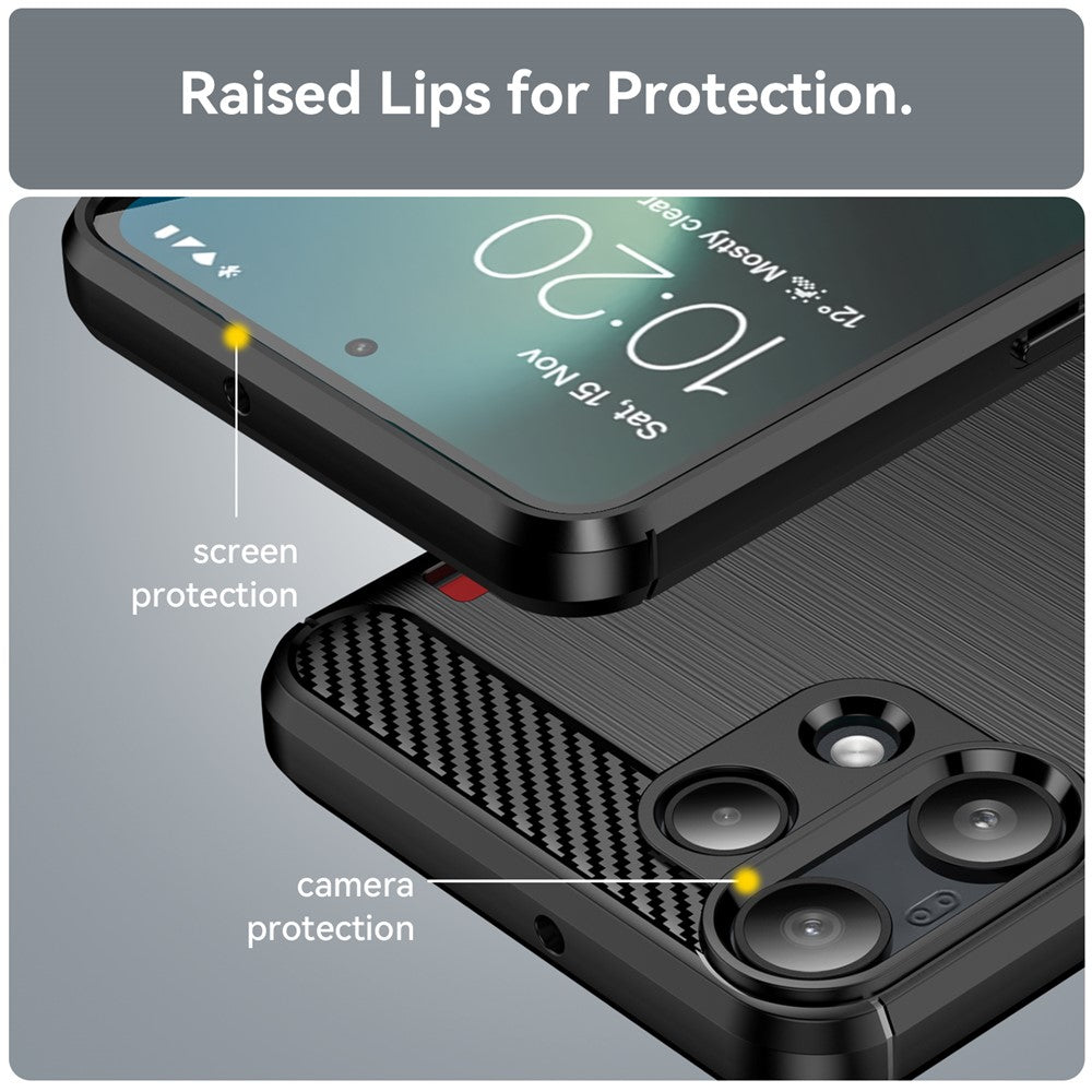 Custodia per Nothing Phone (3a) Lite, Techsuit, Carbonio, Nera