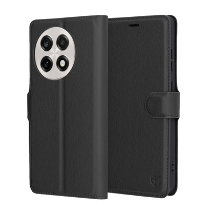 Hülle für OnePlus 13R, Techsuit, Leder-Folio, Schwarz