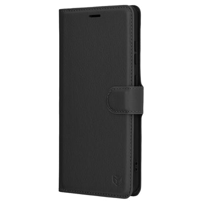 Hülle für OnePlus 13R, Techsuit, Leder-Folio, Schwarz