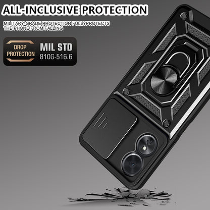 Custodia per Oppo A17, Techsuit, CamShield, Nera