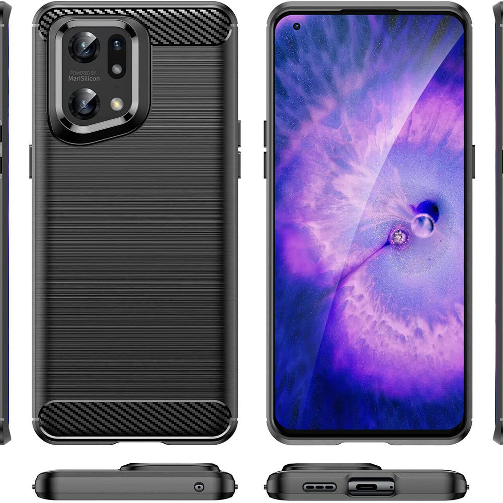 Hülle für Oppo Find X5 Pro, Techsuit, Carbon, Schwarz
