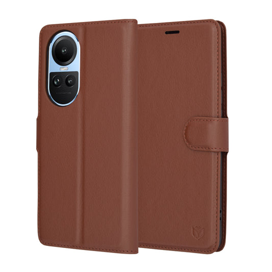 Étui pour Oppo Reno10 / Reno10 Pro, Techsuit, Folio en cuir, Marron