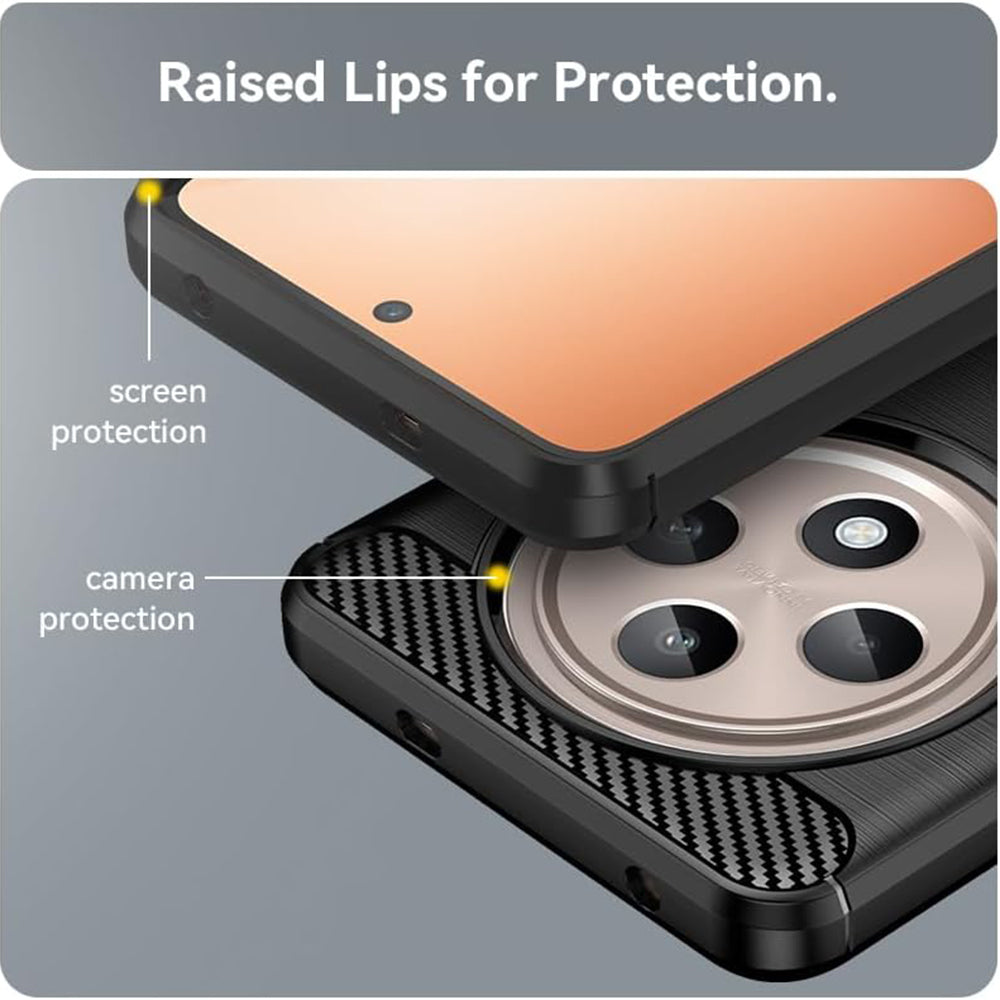 Custodia per Oppo Reno12 FS 5G / Reno12 FS 4G / Reno12 F 4G / Reno12 F, Techsuit, Carbonio, Nera