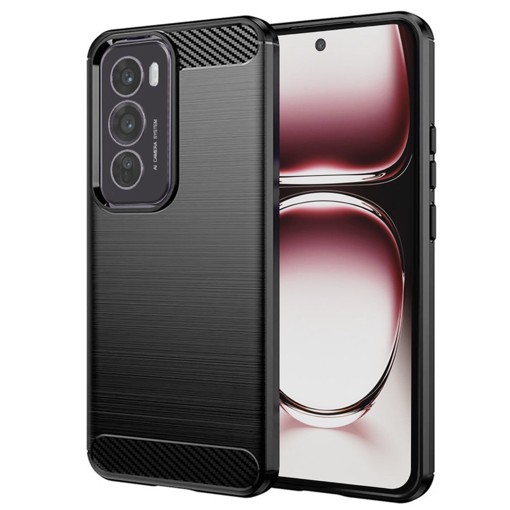 Hülle für Oppo Reno12 Pro, Techsuit, Carbon, Schwarz