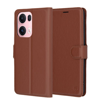 Hülle für Oppo Reno13 Pro, Techsuit, Leder-Folio, Braun