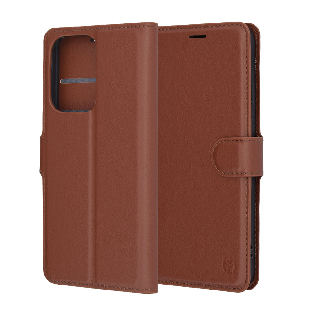 Hülle für Oppo Reno13 Pro, Techsuit, Leder-Folio, Braun