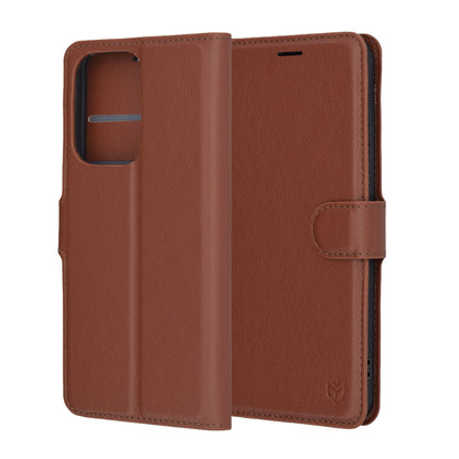 Hülle für Oppo Reno13 Pro, Techsuit, Leder-Folio, Braun