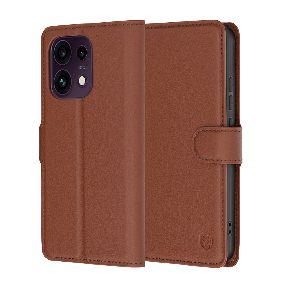 Custodia per Oppo Reno16 F / Reno16 FS, Techsuit, Leather Folio, Marrone