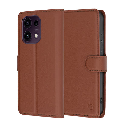 Custodia per Oppo Reno16 F / Reno16 FS, Techsuit, Leather Folio, Marrone