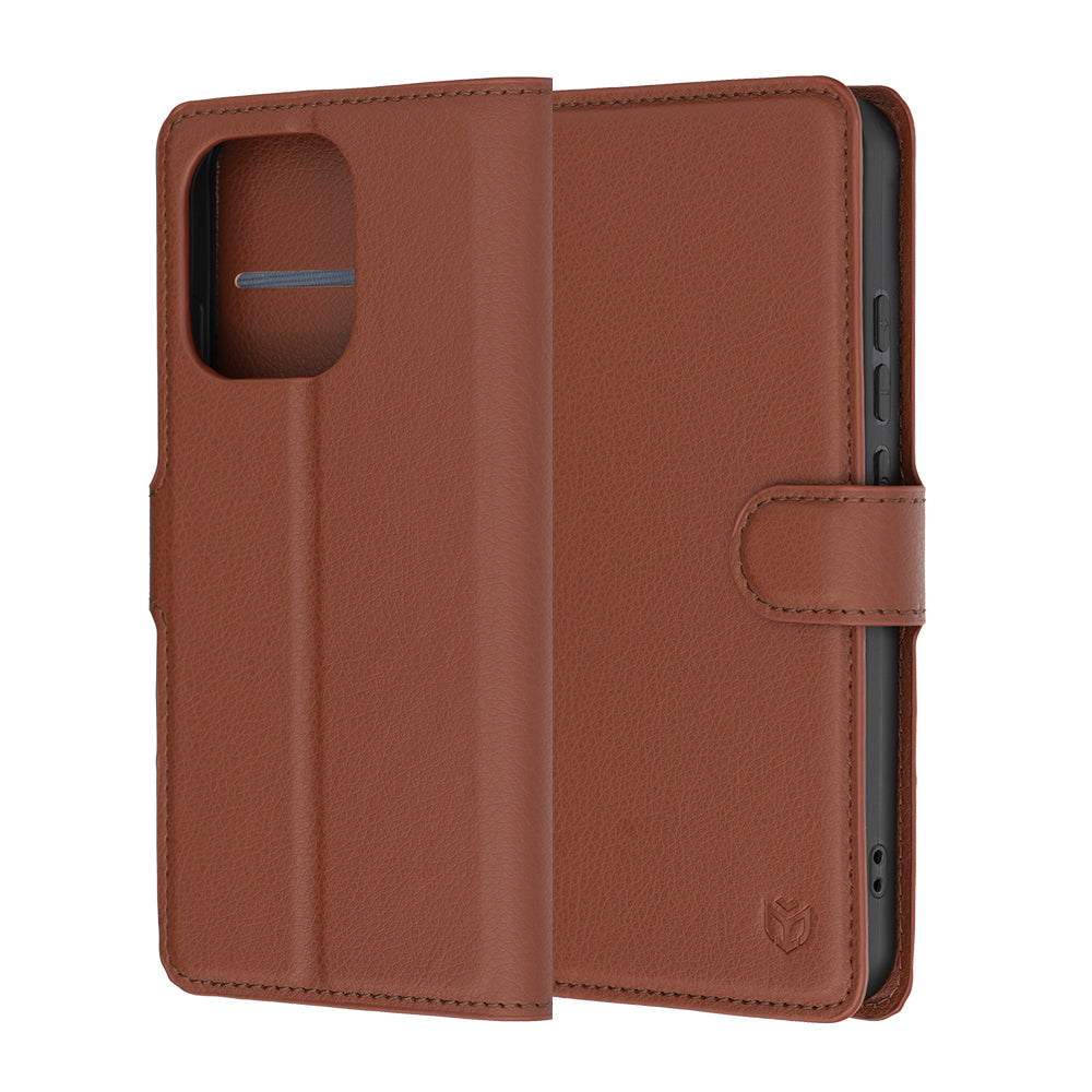 Custodia per Oppo Reno16 F / Reno16 FS, Techsuit, Leather Folio, Marrone
