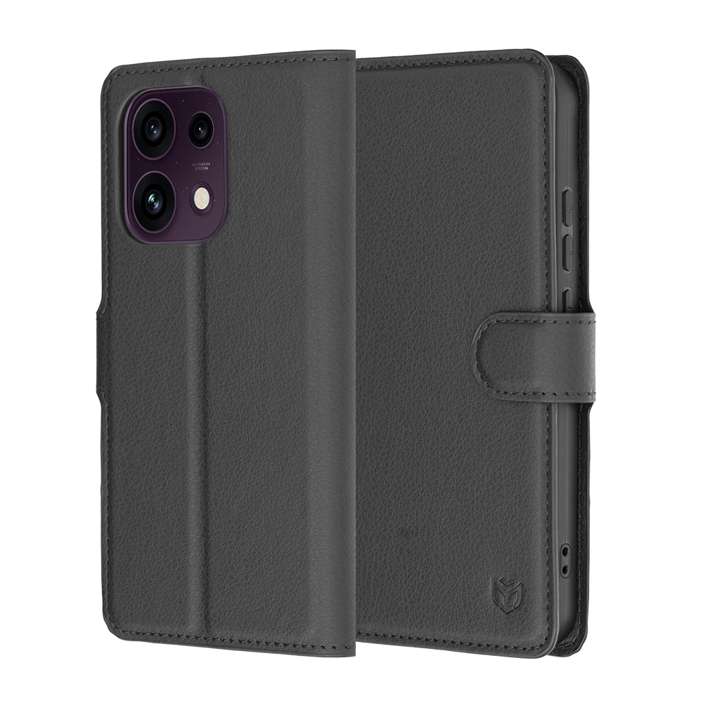 Custodia per Oppo Reno16 F / Reno16 FS, Techsuit, Leather Folio, Nera