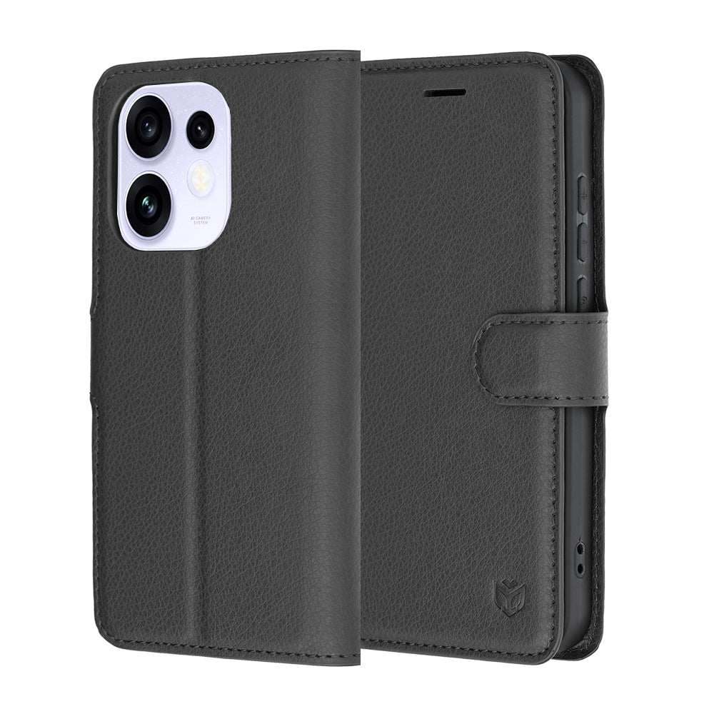 Custodia per Oppo Reno16 / Reno16 Pro, Techsuit, Leather Folio, Nera