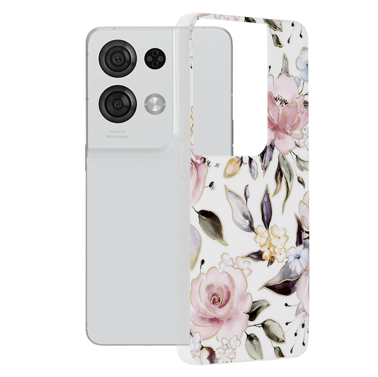 Case for Oppo Reno8 Pro, Techsuit, Marble, White
