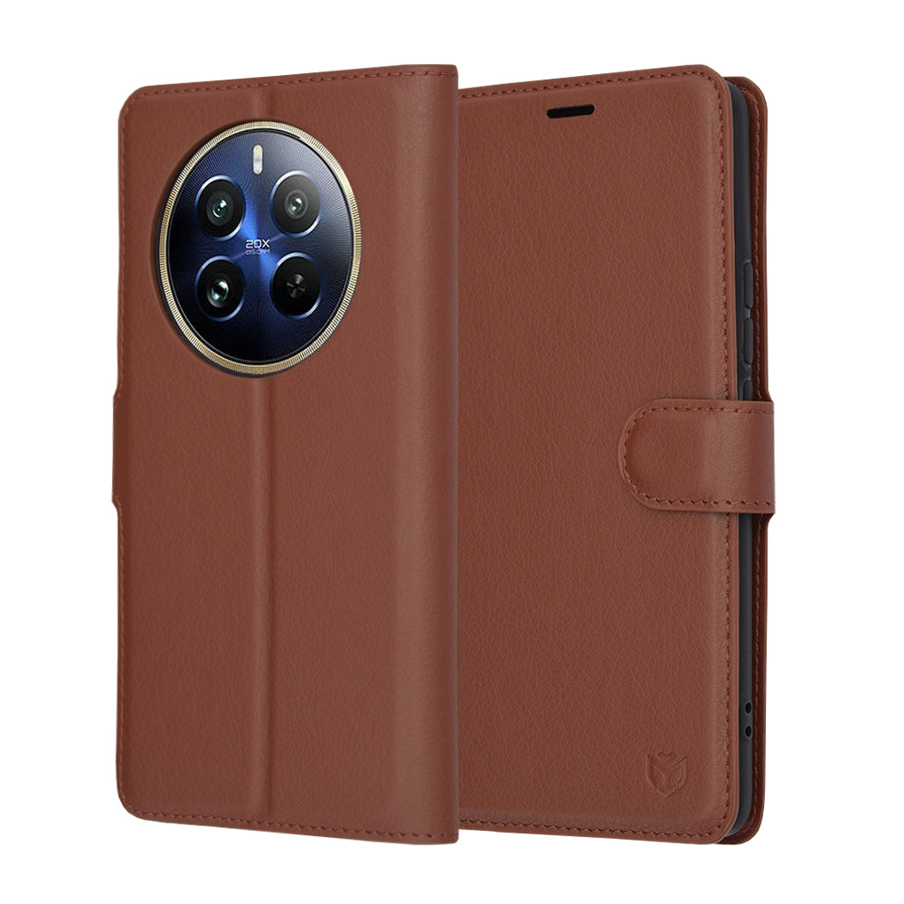 Coque pour Realme 12 Pro / 12 Pro+, Techsuit, Leather Folio, Marron