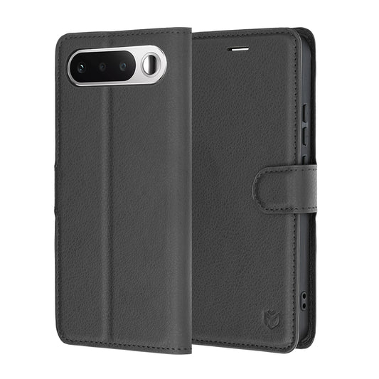 Coque pour Realme 16, Techsuit, Leather Folio, Noire