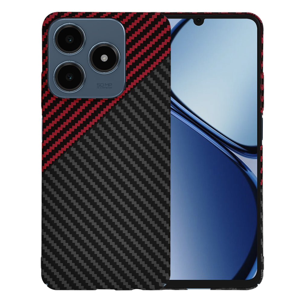 Hülle für Realme C63 / C61, Techsuit, Carbonite FiberShell, Schwarz Rot