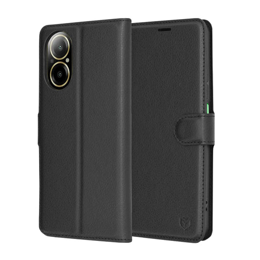 Coque pour Realme C67 4G, Techsuit, Leather Folio, Noire