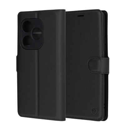 Hülle für Realme GT 6T / GT 6, Techsuit, Leder-Folio, Schwarz