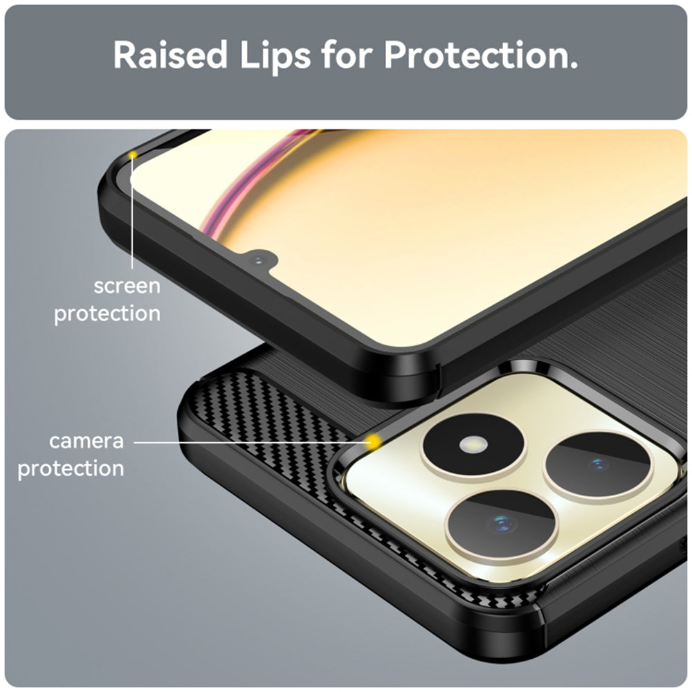 Coque pour Realme Note 50 / C51, Techsuit, Carbone, Noire