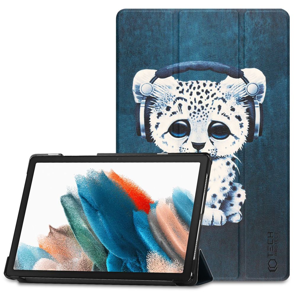 Étui pour Samsung Galaxy Tab A8 10.5 (2021), Tech-Protect, SmartCase Sad Cat, Multicolore