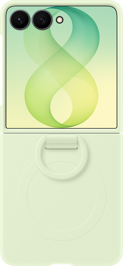 Custodia per Samsung Galaxy Z Flip8 F776, Silicone Ring Magnet, Verde EF-EF776CGEGWW