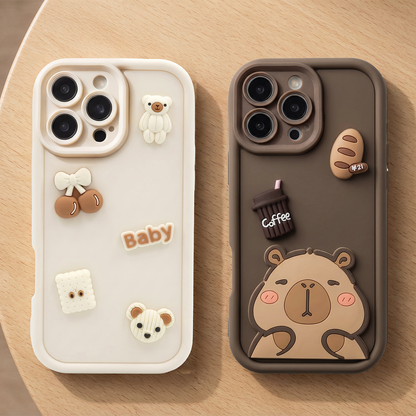 Custodia per Samsung Galaxy S26 Plus S947, OEM, Ultra Trendy 3D Bear, Beige